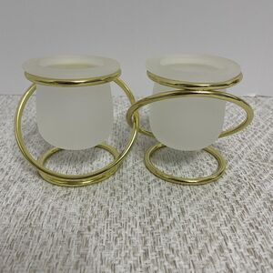 PartyLite Gemini Duo Interlocking Brass Rings Votive Candle Holder P7106